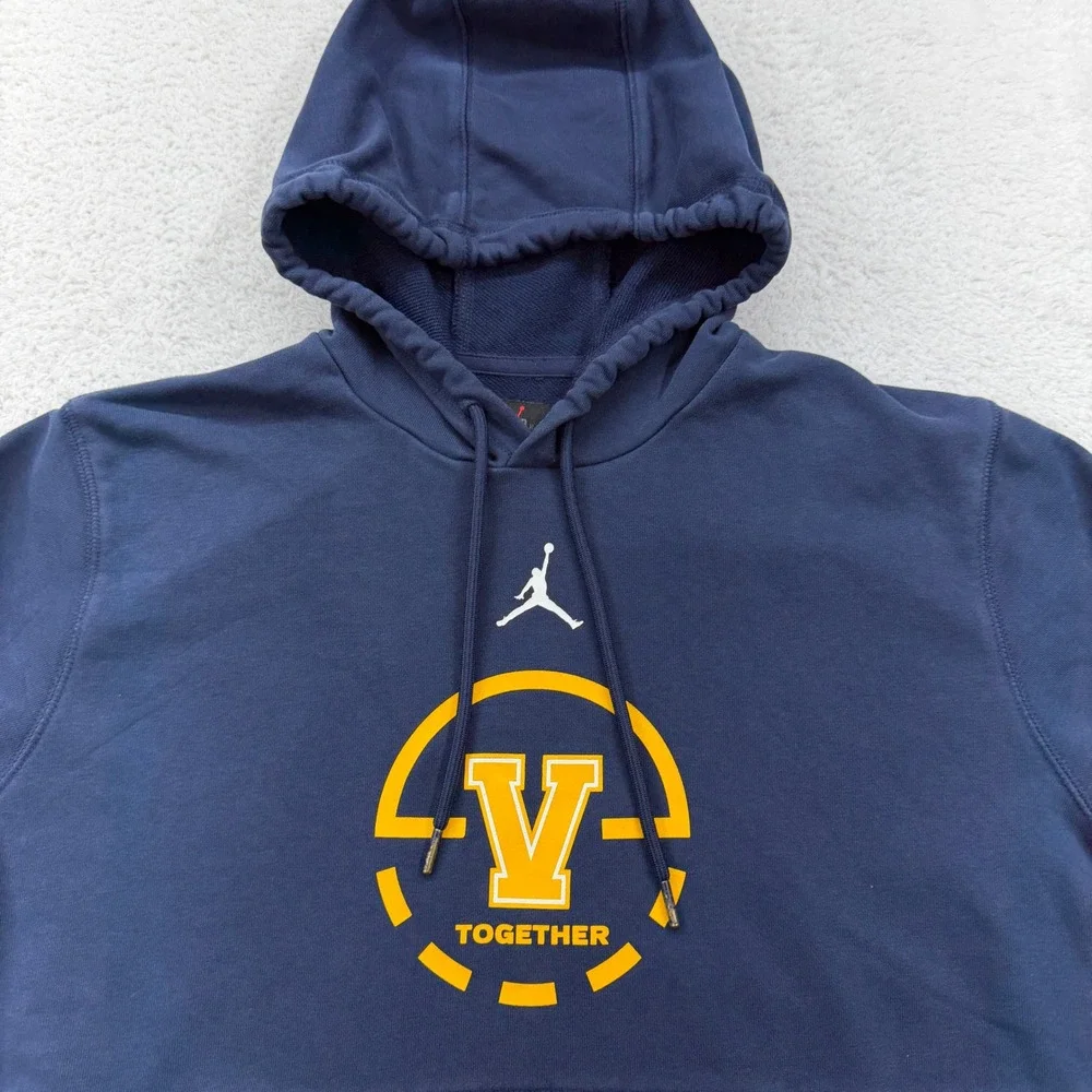 Jordan Navy Blue V Logo Graphic Pullover‎ Hoodie Mens Large Jumpman Sweatshirt